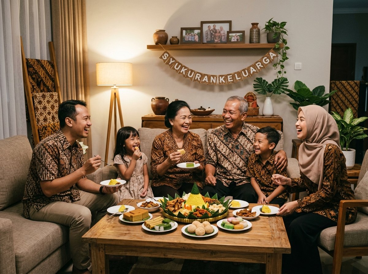 Keseruan tumpengan dan silaturahmi kumpul keluarga besar lintas generasi