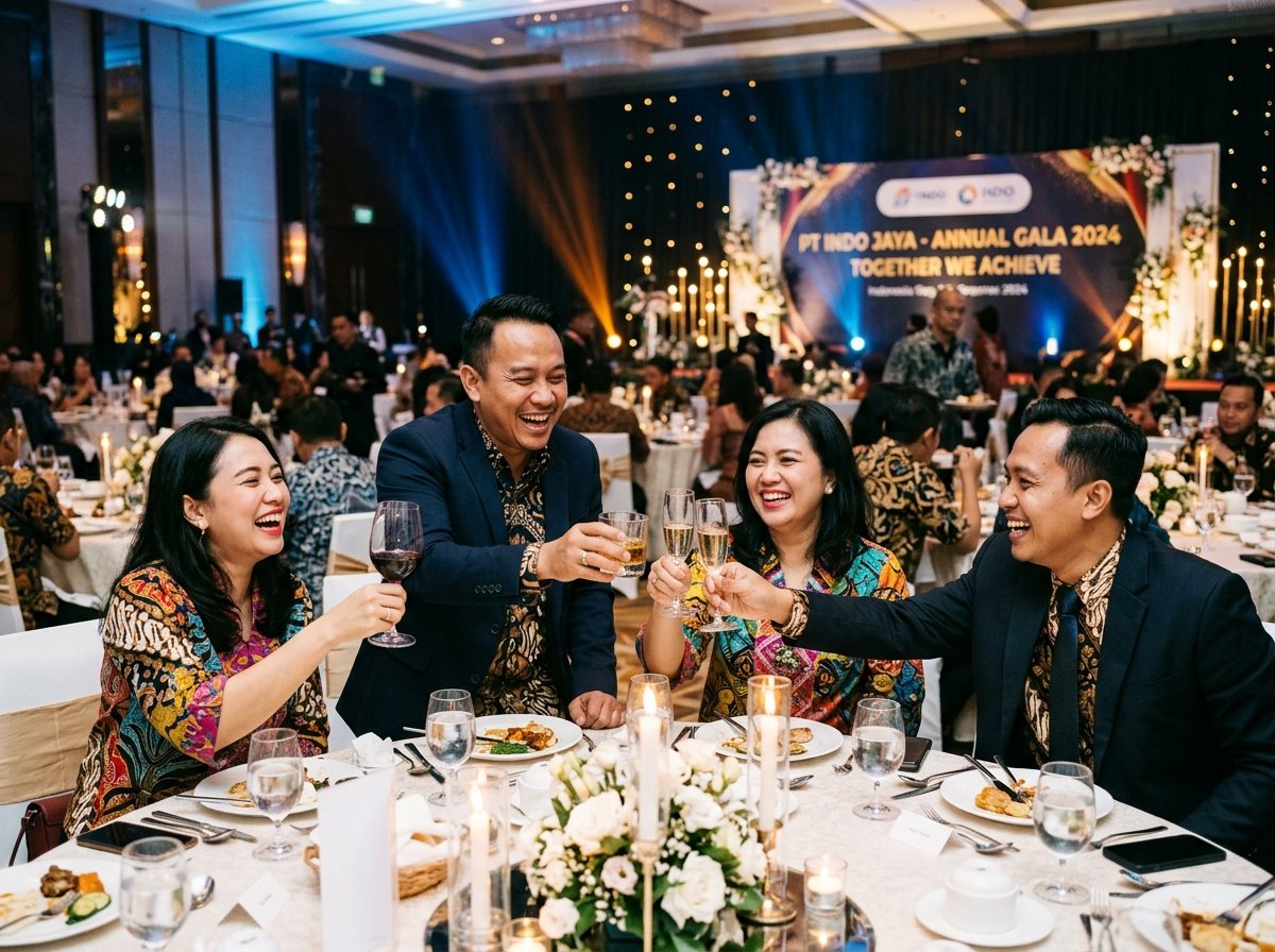 Toast perayaan Annual Gala Dinner akhir tahun karyawan perusahaan